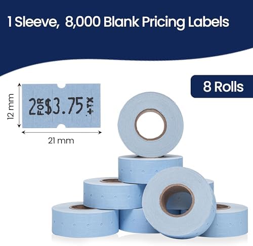 Perco 1 Line Blue Labels - 8,000 Blank Price and Date Gun Labels for Perco Lite, X, Plus and Pro 1 Line Price and Date Guns- 8 Rolls, 1 Sleeve - Made in USA - Image 3