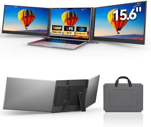 Laptop Screen Extender 15.6", IPS Plug&Play Portable Monitor for Laptop, FHD 1080P Triple Monitor Extender, Ultra-Slim Travel Extended Screen for Business Work Study by DZVW