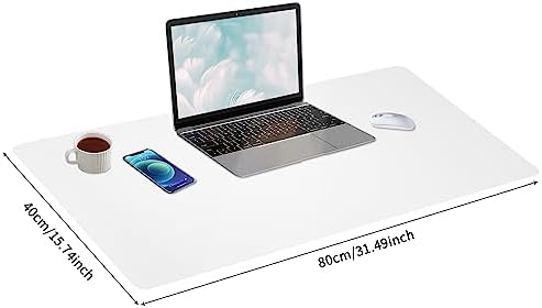 Leather Desk Pad, Large Mouse Pad, Non-Slip Desk Mat, Leather Desk Blotter, Computer Desk Pad, Waterproof Keyboard Pad for Home Office and Decor - White (31.5×15.7 Inches) - Image 4