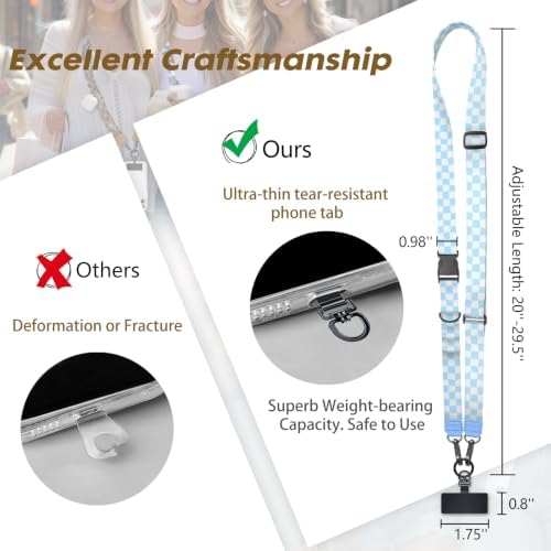 Icycay Phone Lanyard Crossbody Strap Adjustable Teacher Women Checkered - Image 5