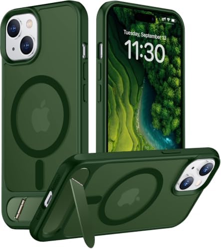 Temdan Magnetic Compatible with iPhone 15 Plus Case & iPhone 14 Plus Case, [Built-in Invisible Kickstand][Compatible with MagSafe][Military Grade Shockproof] Slim Translucent Matte Phone Case 6.7" by Temdan