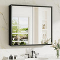 TokeShimi 30 x 26 Medicine Cabinet Mirror for Bathroom, Assembly Required, Black Recessed Medicine Cabinet with Mirror, Stepless Adjustable Shelves, Beveled Aluminum Frame, Tempered Glass by TokeShimi