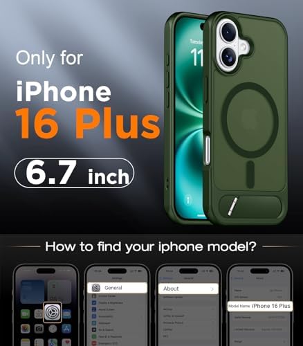 Temdan Magnetic Compatible with iPhone 16 Plus Case, [Built-in Invisible Kickstand][Compatible with MagSafe][Military Grade Shockproof] Slim Translucent Matte Phone Case for iPhone 16 Plus 6.7" - Image 2