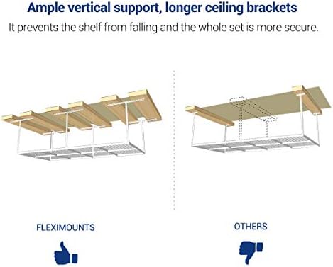 FLEXIMOUNTS 4x8 Overhead Garage Storage Rack with Hooks, White - Image 3