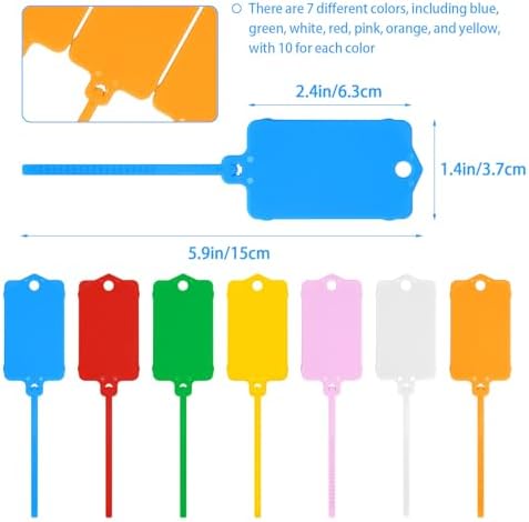 LeonBach 70 PCS Plastic Shipping Tags, 1.46" x 2.48", Mixed 7 Colors - Image 2