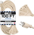 Iron Forge Cable 16 Gauge Beige Extension Cord Multi Outlet, 100 Ft - SJTW by IronForgeCable