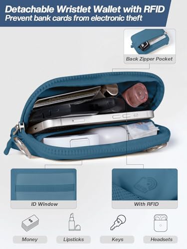 Tiostep Clip and Go Strap for Phone with Wallet Crossbody Phone Lanyard Adjustable and Detachable RFID Wristlet Wallet (Blue Peacock, Large) - Image 4