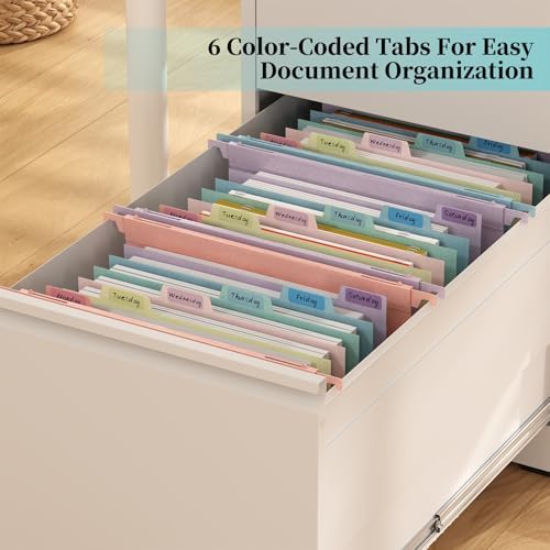Expanding Hanging File Folders for Filing Cabinet, 7 Accordion Pockets, 1.2'' Expandable, Multi-Color Tabs, Letter Size, 50% Wheat Straw, 3 Pack (Lavender) - Image 4
