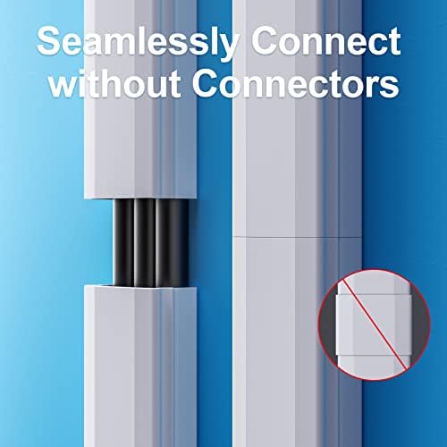 Yecaye TV Cord Hider, 42in Cord Cover Wall Mounted, W1.18in H0.6in, White - Image 5