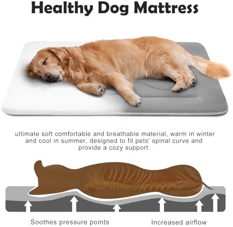 Dog Bed, 36 in Non-Slip Mattress, Soft Fleece Plush Material, Washable, for Medium/Large Dogs, Cat Bed Kennel Pad, Clay Gray - Image 3