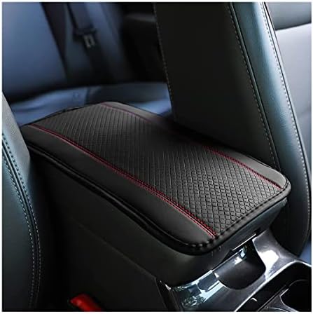 Ziciner Leather Car Center Console Armrest Pad, PU Waterproof Auto Seat Box Cover Protector, Hand Rest Cushion Protection Pad, Vehicles Interior Accessories Universal for Car,SUV (Black & Red A) by Ziciner
