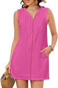 Bsubseach Women Terry Cloth Swim Cover Up Sleeveless Zipper Beach Robe by Bsubseach
