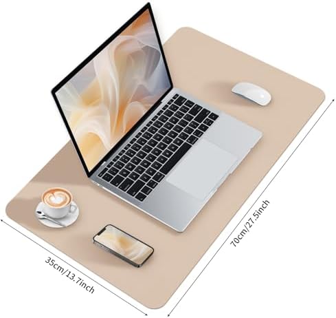 Bloss Leather Desk Mat, Mouse Pad, Waterproof Small Desk Pad, Desk Matt for Desktop, Non-Slip Desk Pad Mat for Office Work/Home - Beige (27.6 x 13.8 Inches) - Image 6