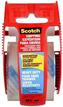Scotch Brand Heavy Duty Shipping Packaging Tape, 1 Roll with Dispenser, 1.88" x 22.2 Yards, 1.5" Core, Great for Packing, Shipping & Moving, Clear (142) by Unknown