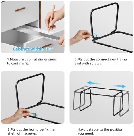 Marbrasse Hanging File Folder Frame, Adjustable Letter Size File Holder 16-25 Inches, Metal File Cabinet Rails for Office, Home, School, White - Image 5