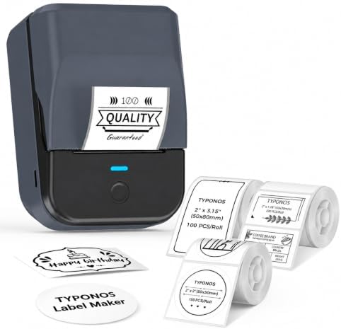 PM240 Label Maker Machine with 3 Tapes, Label Printer Blue, Set 2 by TYPONOS
