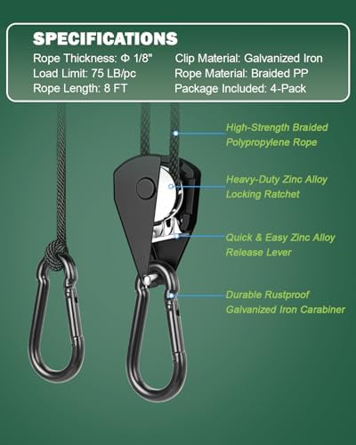 Tinnmao 4-Pack 17.7" Tent Stakes Heavy Duty, with 8" Ratchet Tie Down Straps (1/8" φ) Kit for High Wind, 8mm Solid Steel Spiral Ground Anchors Screw in for Tarp | Canopy | Sand Beach Camping Tent - Image 4