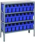Quantum Storage Systems 1839-SB803BL Solid Heavy Duty 4 Shelves 24 STORE-MAX Blue Bins 39" H x 36" W x 18" D by QuantumStorageSystems