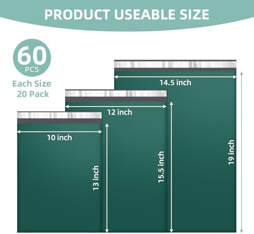 Famagic 60 Pack Ultramarine Polymailers Variety Pack, 10x13&12x15.5&14.5x19 - Image 2