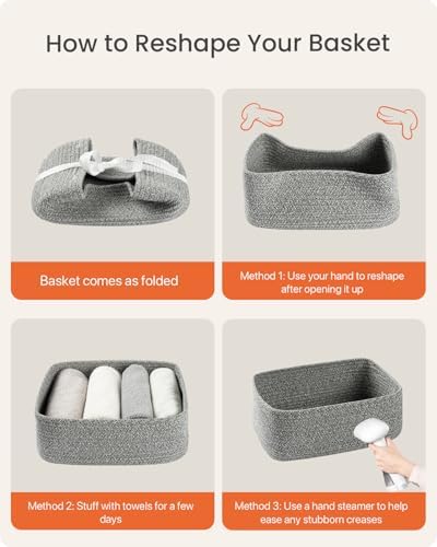 KALLAX Small Woven Storage Basket for Organizing, 12 x 8 x 4.5 inch, 3 Pack - Image 7
