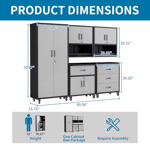 5-Piece Garage Storage Cabinets System Heavy Duty Workshop Set - Image 3