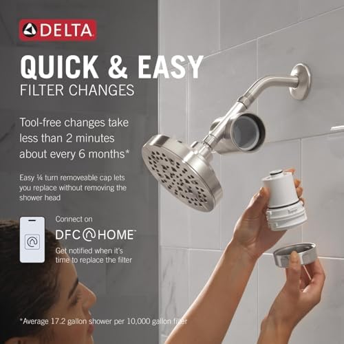 Delta Faucet Clarifi Standard Shower Filter Attachment with Filter, Shower Water Filter, Shower Head Filter, Stainless 7SF100-SS - Image 3