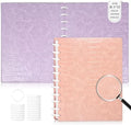Pu Leather 8.5x11 In Discbound Notebook Cover And Disc Set Discbound Planner Cover with 11 Pc Expansion Discs Letter Size Discbound Refill Paper Disc Bound (Pink & Purple, 9x11.5) by SKLENICE