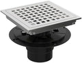 6" Square Shower Drain with Flange, Brushed Nickel, Grate Removable by HeaOrld