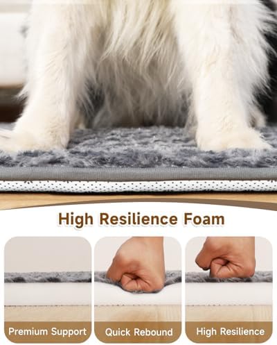 Small Dog Bed for Crate, High Resilience Foam Pad Mat Bed, 23x17, Dark Grey - Image 2