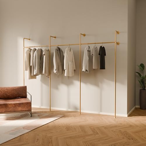 pamo Gold Clothing Rack Wall Mounted – 117" W × 87" H, 750 lbs by pamo