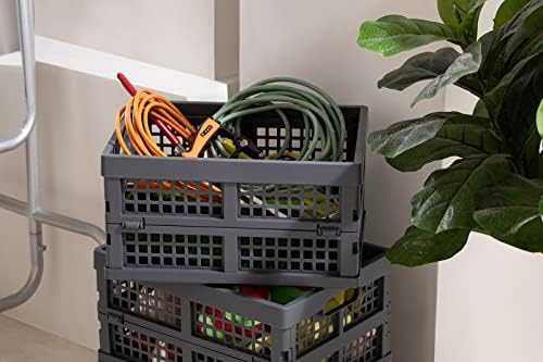 Eslite 16L Collapsible Storage Crates,Folding Plastic Crates for Storage,Pack of 4,Gray - Image 6
