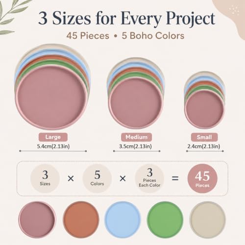 45pcs 2" 1-3/8" 1" Boho Discbound Discs Colorful Plastic Binder Rings - Image 2