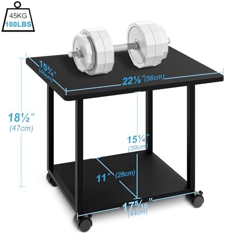 MARTY 22"x15.75" Large Printer Stand Under Desk, Rolling Cart Printer Table - Image 5