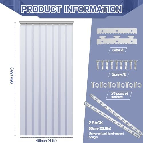 Juexica 48 X 96 Inch Clear Freezer Door Curtain Plastic Strips - Image 2