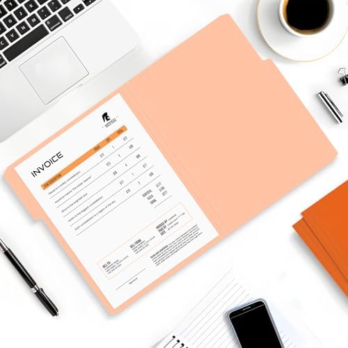 SUNEE File Folders, 30 Pack Manilla Folders 8.5 x 11, Colored File Folders Home Office School Supplies for Documents Files Paper, Orange - Image 5