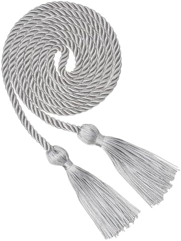 Silver Graduation Cord, Graduation Honor Cords for Class of 2026, Rayon Braided Grad Cord with Tassels, 68" Long Polyester Yarn Honor Ropes for Bachelor, Master, Doctoral by GHGMAO