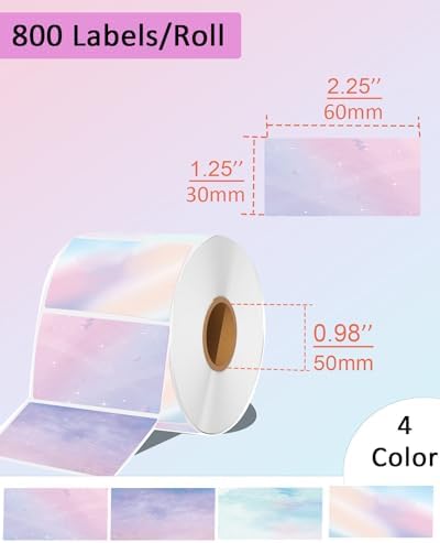 2.25 x 1.25 Thermal Labels - Self-Adhesive Address Shipping Barcode Stickers, Compatible with Rollo & Zebra & MUNBYN, 800 Labels for Printer, Color - Image 2