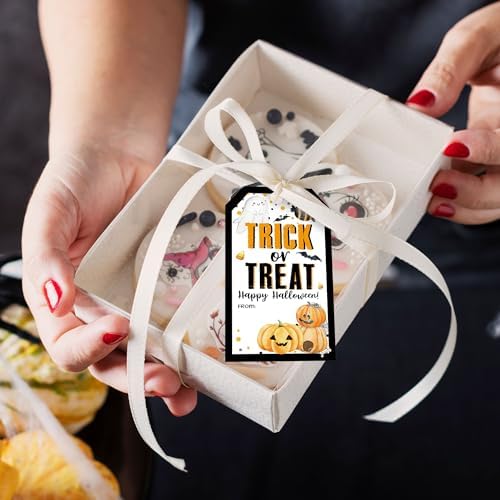 Halloween Paper Gift Tags with String-50Pcs,Trick Or Treat for You Happy Halloween Tags for Goodie Bags, 2 x 3.5 Inch Writable Waterproof Hanging Labels for Decor Party Supplies, Gift Wrapping-B05 - Image 5