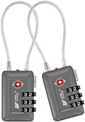 TSA Accepted Luggage Travel Lock, Set-Your-Own Combination Lock for School Gym Locker, Luggage Suitcase Baggage Locks, Filing Cabinets, Toolbox, Case (Slate Gray, 2 Pack) by BV