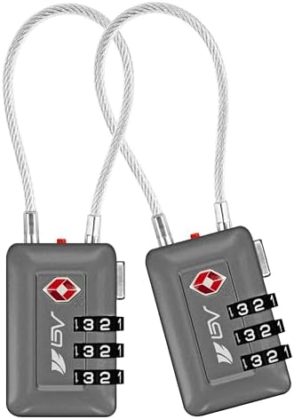 TSA Accepted Luggage Travel Lock, Set-Your-Own Combination Lock for School Gym Locker, Luggage Suitcase Baggage Locks, Filing Cabinets, Toolbox, Case (Slate Gray, 2 Pack) by BV