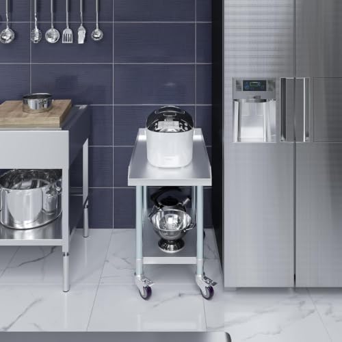 Heavy Duty Stainless Steel Rolling Equipment Stand with Wheels – 30” x 18” | Mobile Commercial Work Stand with Locking Casters | Adjustable Undershelf | NSF Certified - Image 7