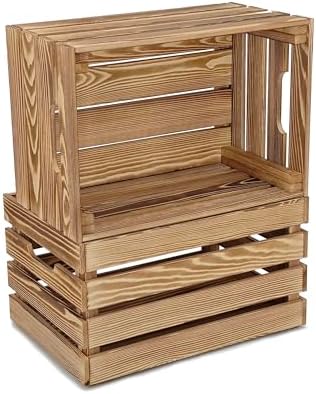 Brown Wooden Crates are Suitable for Storage, Milk Crates, Wine Crates, Festival Decorations, Camping, and Other Multi-Purpose. They are Sturdy and Durable, set of 2 Length of 17.7 inches. - Image 3