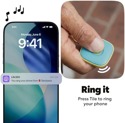 Life360 Tile - Bluetooth Tracker, Keys Finder and Item Locator for Keys, Bags and More. Phone Finder. Both iOS and Android Compatible. 1-Pack (Aqua Lemon) - Image 5
