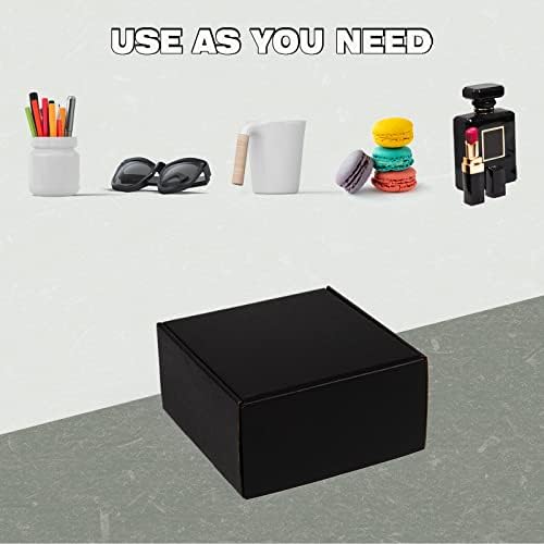 8x8x4 Inches Shipping Boxes Pack of 25, Packaging Corrugated Cardboard Mailer Boxes for Small Bussiness, Black - Image 4