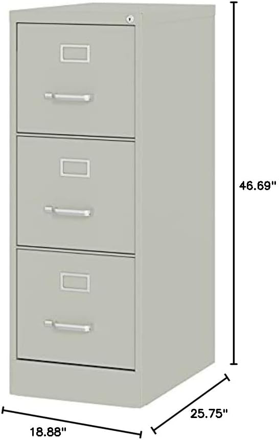 UrbanPro 3 Drawers 40.19" Vertical Light Gray Metal Filing Cabinet Lockable - Image 3