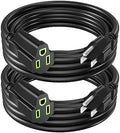 Power Extension Cord 7FT (2 Pack), 3-Prong Grounded Electrical Extension Cable Outlet Saver, Single Outlet Power Wires, Outdoor and Indoor, Heavy-Duty, Waterproof, Flexible, 16AWG, SJTW, 13A 125V by ECJTU-US