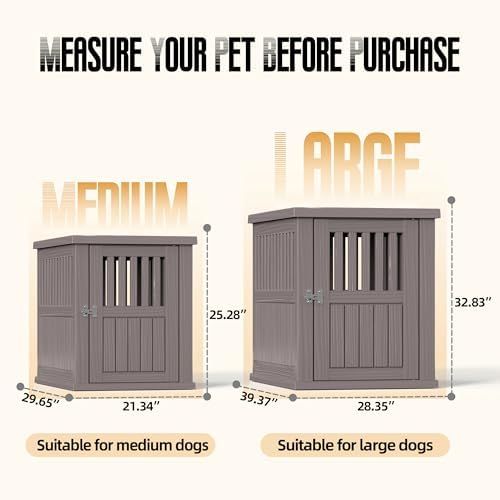 30 INCH Small Dog Crate Furniture, Lockable Indoor Dog Kennel Heavy Duty Decorative Plastic Pet Cage End Table for Small/Medium Dogs, Gray - Image 4