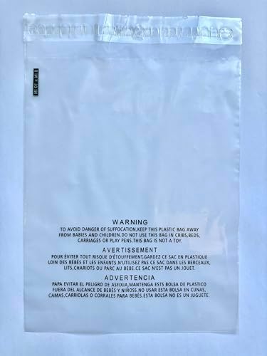 POLYSELLS 200 Count 8x10” Clear Poly Bags with Suffocation Warning Self-Sealing Plastic Bags for Shipping, Retail Packaging, T-Shirts & Clothing - Permanent Adhesive - Image 3
