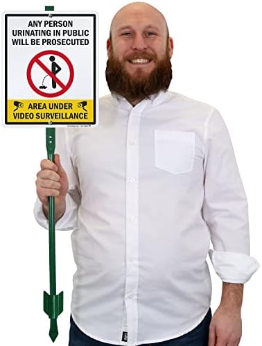 SmartSign 12 x 10 inch “Any Person Urinating In Public Will Be Prosecuted - Under Video Surveillance” Yard Sign with 3 foot Stake, 40 mil Laminated Rustproof Aluminum, Multicolor, Set of 1 - Image 3