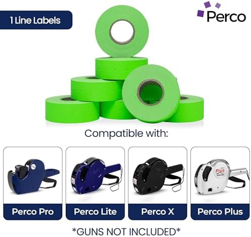 Perco 1 Line Price Gun Labels - Fluorescent Green, 8000 Count - Image 2